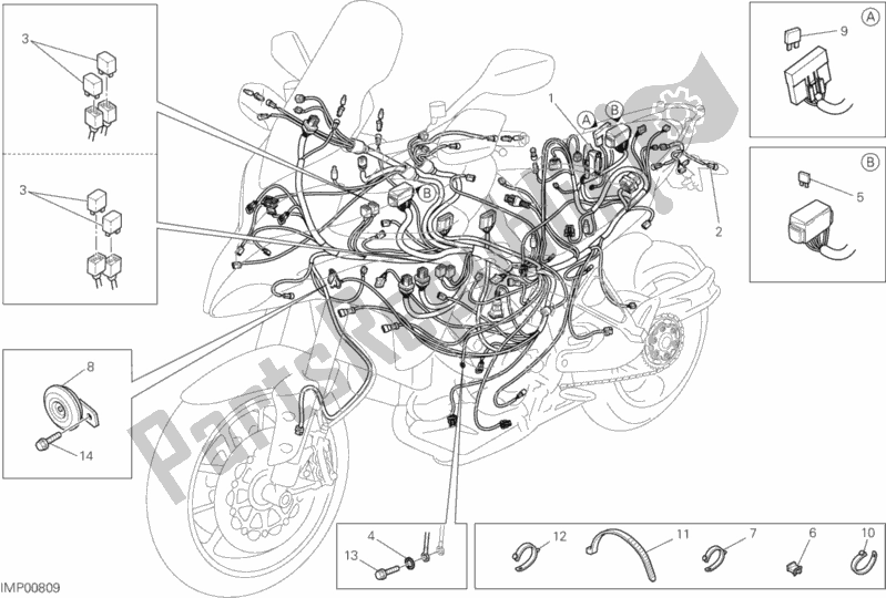 Toutes les pièces pour le Faisceau De Câblage du Ducati Multistrada 1200 S Touring 2013